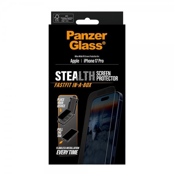 PanzerGlass iPhone 17 Pro -näytönsuoja Ultra-Wide Fit Stealth Fastfit
