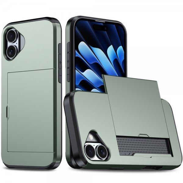 iPhone 17 Kuori Card Slide Vihreä
