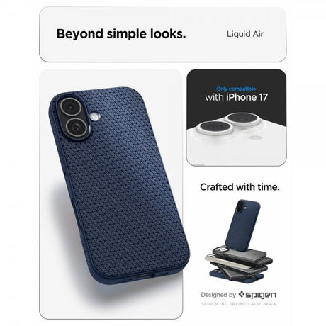 Spigen iPhone 17 -suojakuori Liquid Air Navy Blue