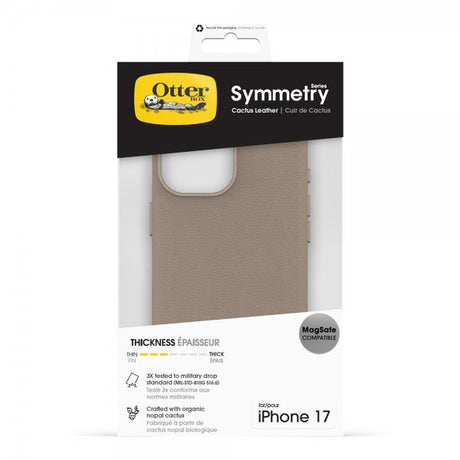Otterbox iPhone 17 -suojakuori Symmetry Cactus Leather MagSafe Grey Comfort