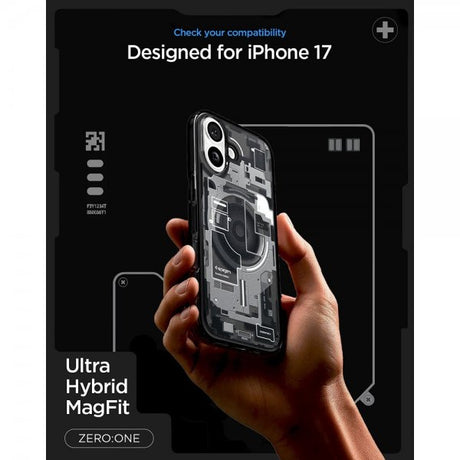 Spigen iPhone 17 -suojakuori, Ultra Hybrid Zero One MagFit, musta