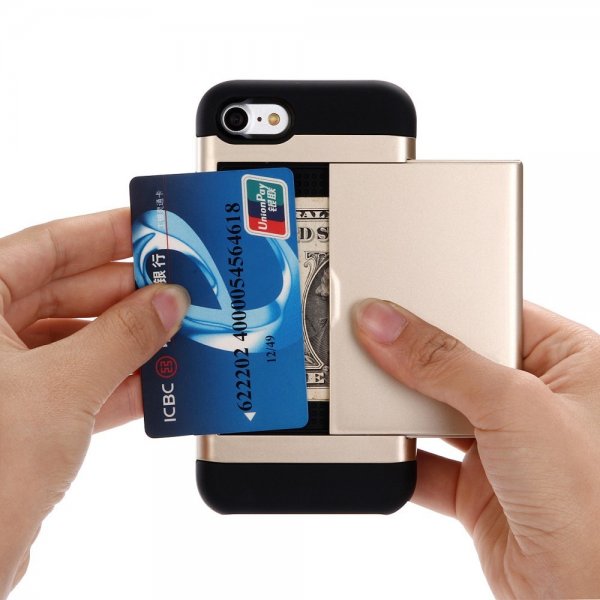 iPhone 7/8/SE Kuori Card Slide Sininen