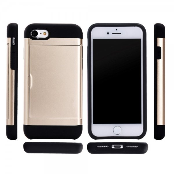 iPhone 7/8/SE Kuori Card Slide Musta