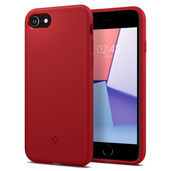 Spigen iPhone 7/8/SE kuori, Silicone Fit, punainen