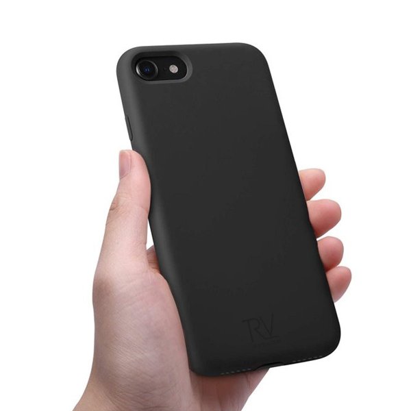 Rvelon iPhone 7/8/SE Kuori Silikoni Musta