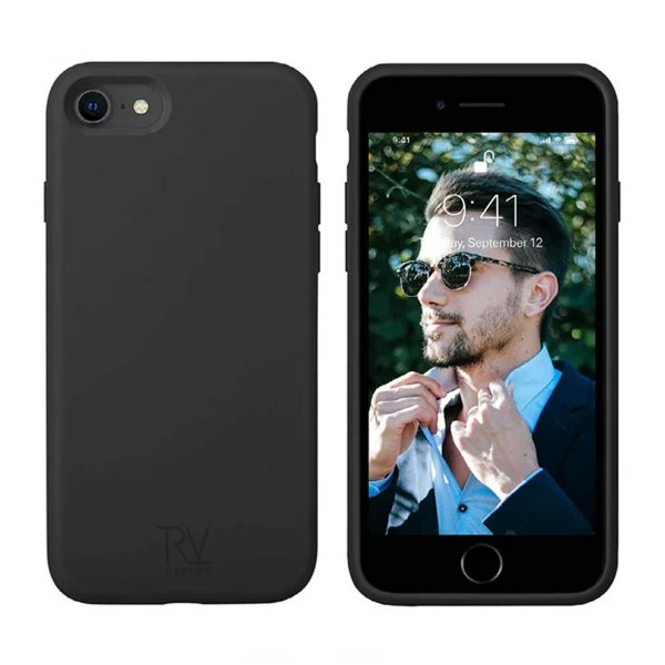 Rvelon iPhone 7/8/SE Kuori Silikoni Musta