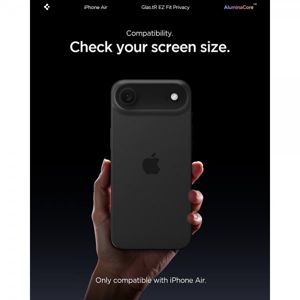 Spigen iPhone Air -näytönsuoja GLAS.tR EZ Fit Privacy 2 kpl