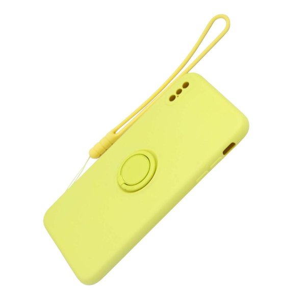 iPhone Xs Max Silikonisuojakuori sormipidikkeellä, keltainen