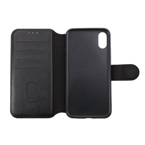 Rvelon iPhone X/iPhone Xs -kotelo, taitettava korttipaikka, musta