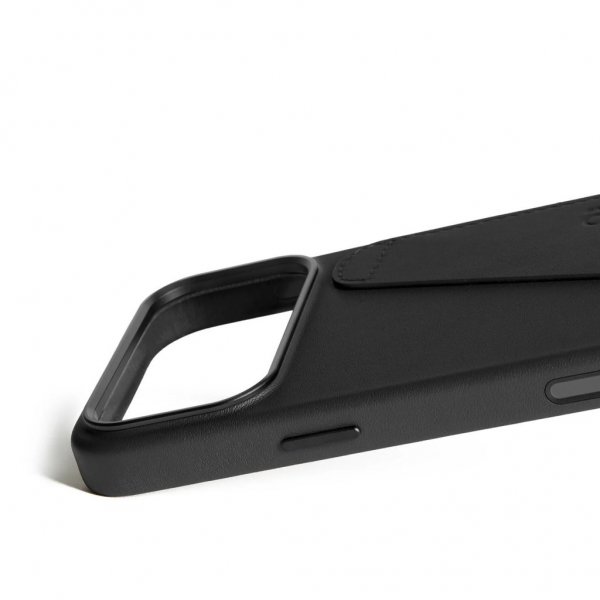 Mujjo iPhone 17 Pro Max -suojakuori, täysnahkainen lompakkokotelo MagSafe, musta