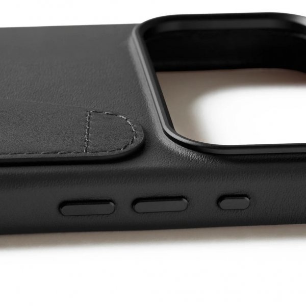 Mujjo iPhone 17 Pro Max -suojakuori, täysnahkainen lompakkokotelo MagSafe, musta