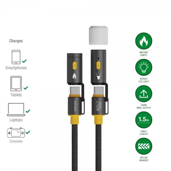 4smarts Kaapeli 3in1 USB-C Set Explorer 240W 1.5m Musta