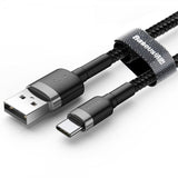 Baseus Cafule -kaapeli USB-A/USB-C 3m Harmaa Musta