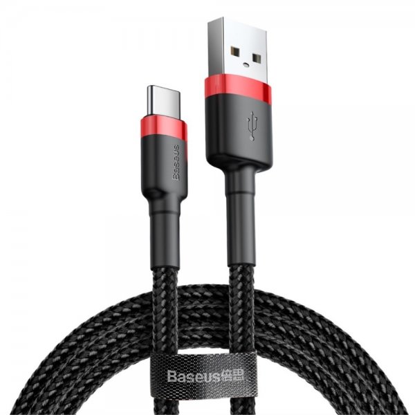 Baseus Cafule -kaapeli USB-A/USB-C 3m Punainen Musta