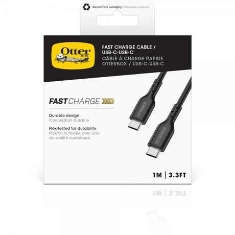 Otterbox Fast Charge -kaapeli USB-C/USB-C 1m, musta