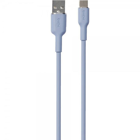 Puro Kabel Soft Charge & Sync -kaapeli USB-A/USB-C 1.5m Sininen