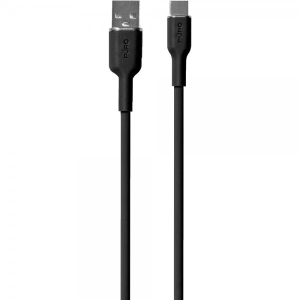 Puro-kaapeli Soft Charge & Sync -kaapeli USB-A/USB-C 1,5 m musta