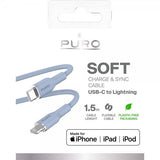 Puro Kaapeli Soft Charge & Sync -kaapeli USB-C/Lightning 1,5 m Vaaleansininen