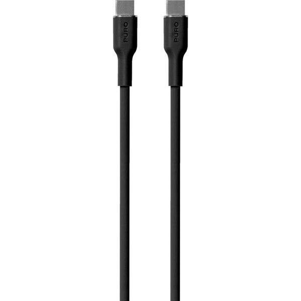 Puro Soft Charge & Sync USB-C/USB-C -kaapeli 1,5 m, musta