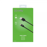 Celly USB-A–USB-C-kaapeli 2 m, musta