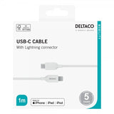Deltaco-kaapeli USB-C–Lightning-kaapeli 1m Valkoinen