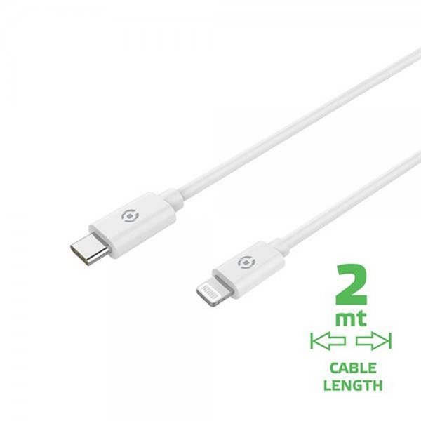 Celly USB-C–Lightning-kaapeli 2 m, valkoinen