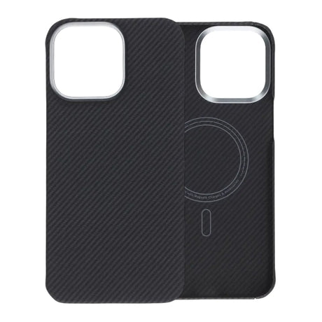 iPhone 15 Pro Max Kuori Kevlar MagSafe Musta raidoilla