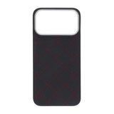 iPhone 17 Pro Max Kuori Kevlar MagSafe Musta-punainen ruudukkokuvio