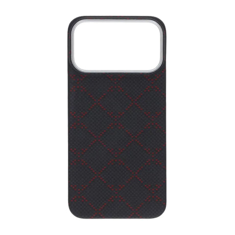 iPhone 17 Pro Max Kuori Kevlar MagSafe Musta-punainen ruudukkokuvio