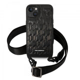 Karl Lagerfeld iPhone 14 -suojakuori Crossbody Strap Musta