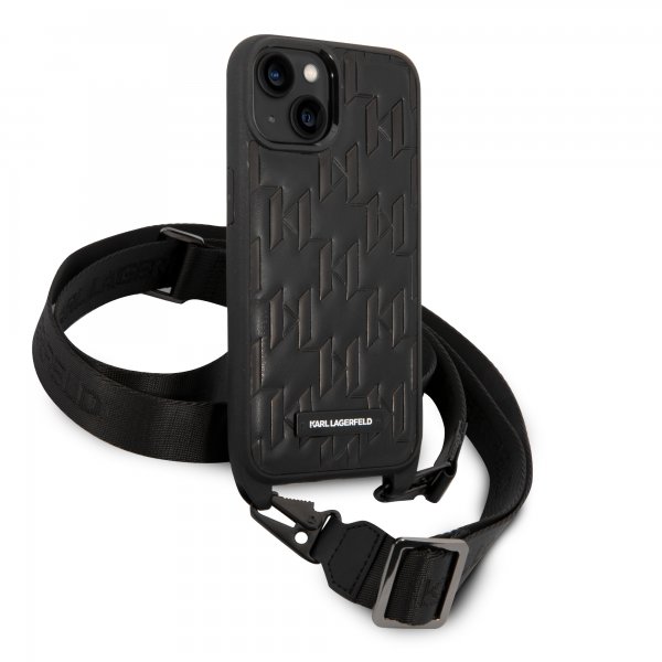 Karl Lagerfeld iPhone 14 -suojakuori Crossbody Strap Musta