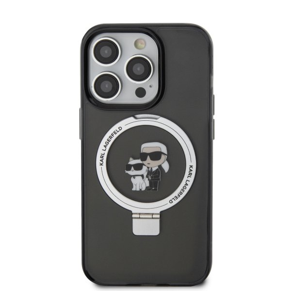 Karl Lagerfeld iPhone 15 Plus Suojakuori Sormusteline MagSafe Musta