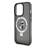 Karl Lagerfeld iPhone 15 Plus Suojakuori Sormusteline MagSafe Musta