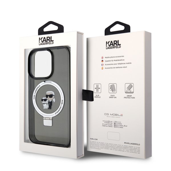 Karl Lagerfeld iPhone 15 Plus Suojakuori Sormusteline MagSafe Musta