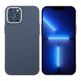 iPhone 12 Pro Max Kuori Hiilikuitukuvio Sininen
