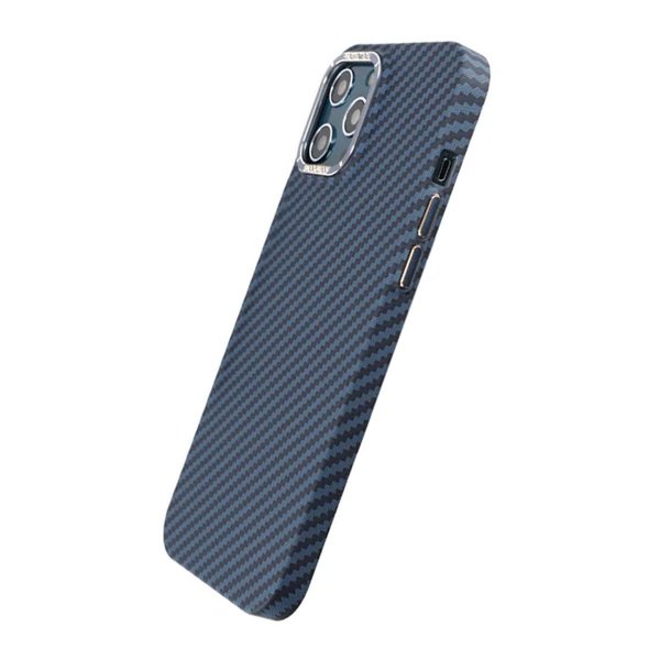 iPhone 12 Pro Max Kuori Hiilikuitukuvio Sininen