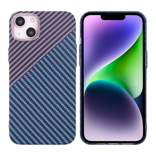 iPhone 13 Kuori Hiilikuitukuvio Sininen Violetti