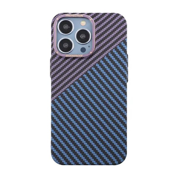 iPhone 13 Pro Kuoret Hiilikuitukuvio Sininen Purppura