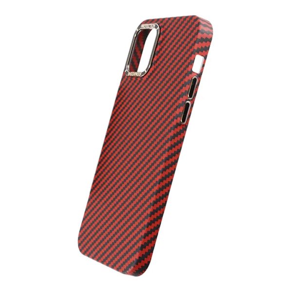 iPhone 13 Pro Max -hiilikuitukuvioinen kuori, punainen