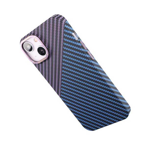 iPhone 14 Kuori Hiilikuitukuvio Sininen Violetti