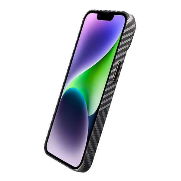 iPhone 14 Kuori Hiilikuitukuvio Musta Valkoinen