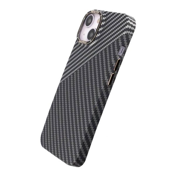 iPhone 14 Kuori Hiilikuitukuvio Musta Valkoinen