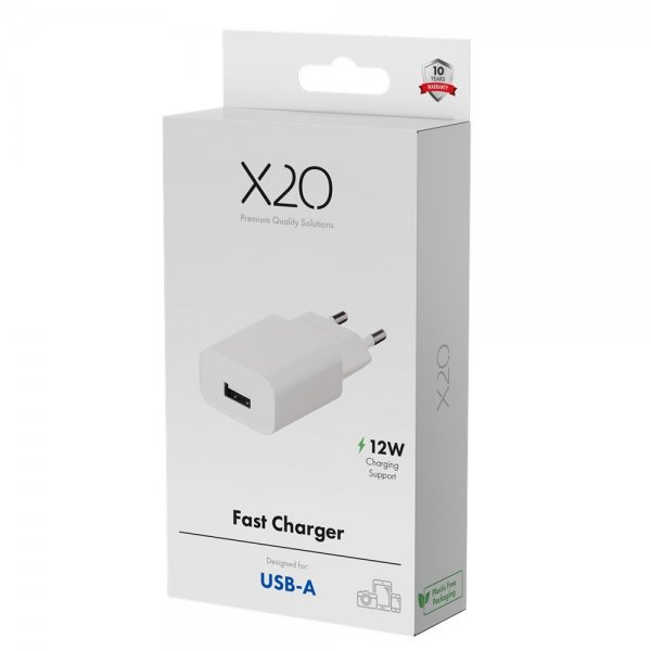 X2O Laturi 12W USB-A Valkoinen