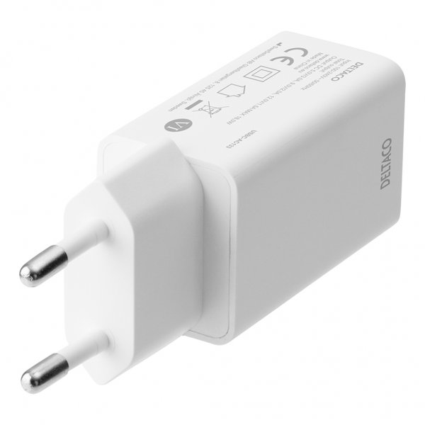 Deltaco Laturi 18W USB-C PD Valkoinen