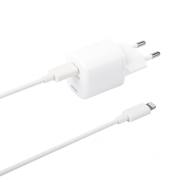 Deltaco Laturi 20W USB-C PD USB-C-Lightning-kaapelilla 1 metri Valkoinen