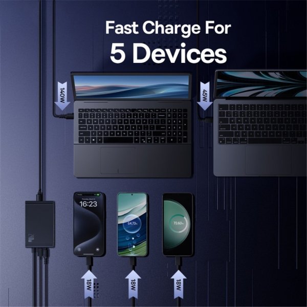 Baseus laturi 240W Digital GaN Desktop pikalaturi