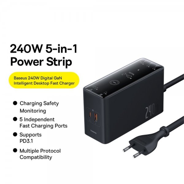 Baseus laturi 240W Digital GaN Desktop pikalaturi