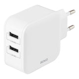 Deltaco Laturi 24W 2xUSB-A Valkoinen