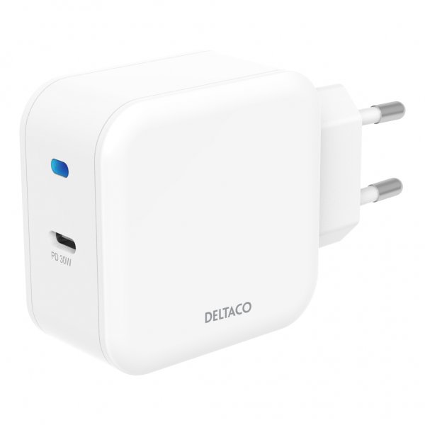 Deltaco Laturi 30W USB-C PD Valkoinen