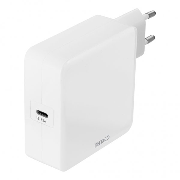 Deltaco Laturi 65W USB-C PD Valkoinen